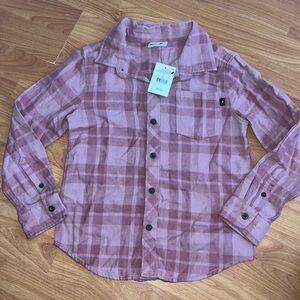 H&M Kids Plaid Button Down Shirt in Pink and Tan